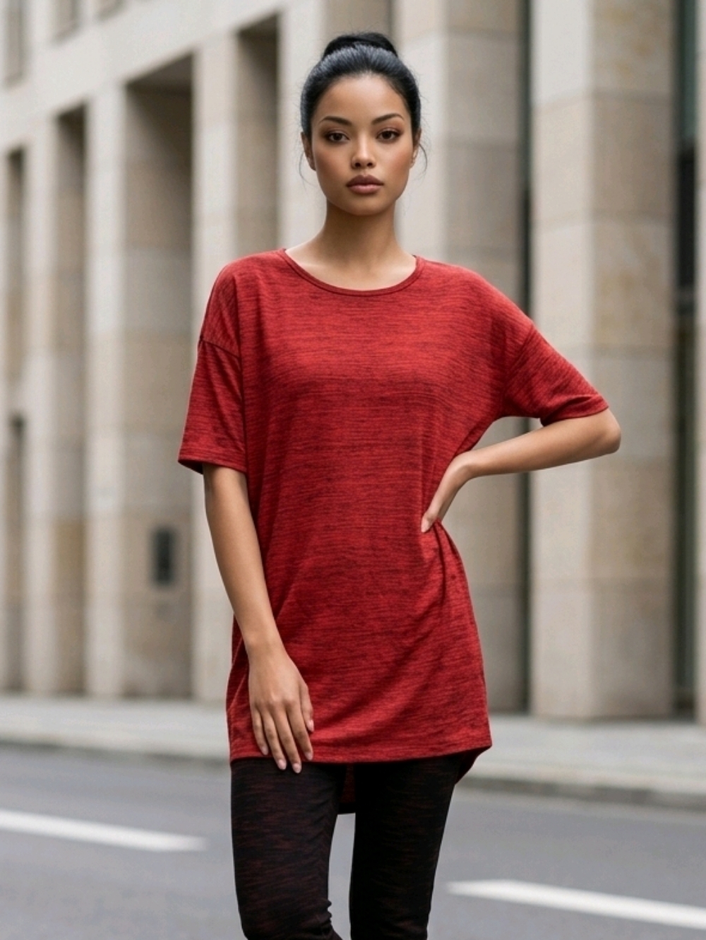 LuLaRoe Irma Tunic XS Red Space Dye High Low Oversized Top Comfy Tee Cozy Girl